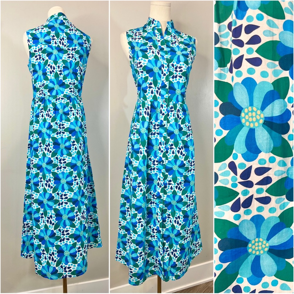 Beau & Ro Alice Colin Dress 100% Cotton Floral Flowers Vacation Boutique Fits M